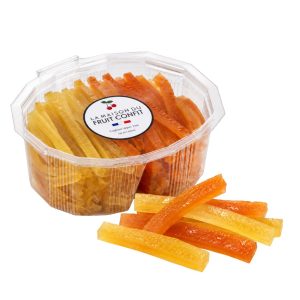 Duo de lamelles d’orange et de citron confites